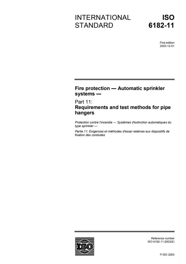 ISO 6182-11:2003 - Fire protection -- Automatic sprinkler systems