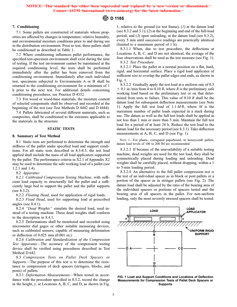 ASTM D1185-98a - Standard Test Methods for Pallets and Related Structures Employed in Materials Handling and Shipping