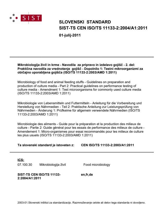 TS CEN ISO/TS 11133-2:2004/A1:2011