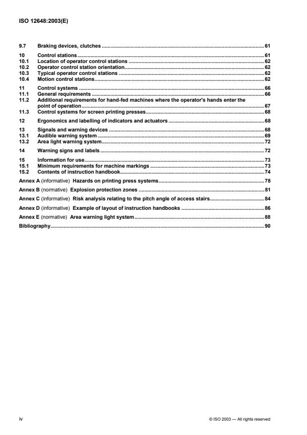 ISO 12648:2003 ISO 12648:2003 - Graphic technology -- Safety requirements for printing press systems - Page 4 preview