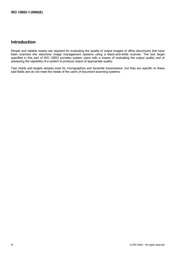 ISO 12653-1:2000 ISO 12653-1:2000 - Electronic imaging -- Test target for the black-and-white scanning of office documents - Page 4 preview