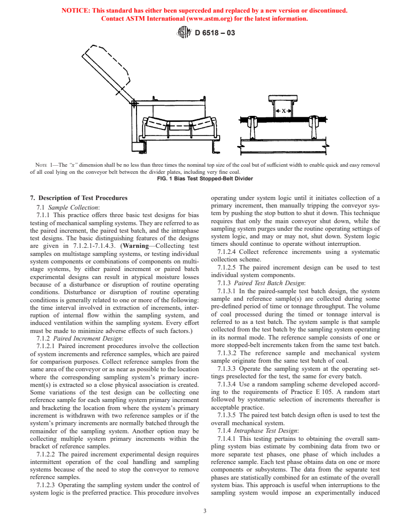 ASTM D6518-03 - Standard Practice for Bias Testing a Mechanical Coal Sampling System