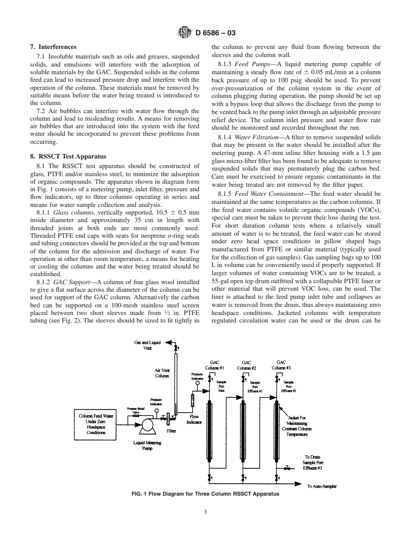 ASTM D6586-03 - Standard Practice for the Prediction of Contaminant Adsorption On GAC In Aqueous Systems Using Rapid Small-Scale Column Tests