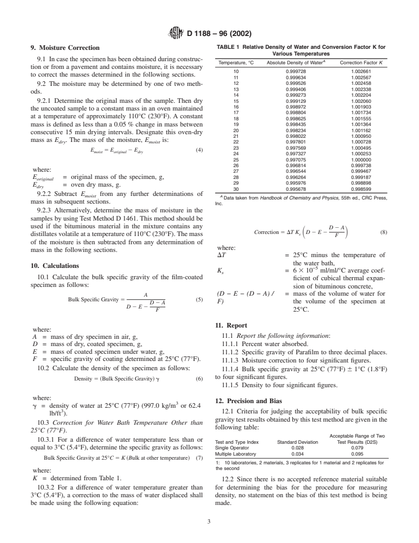 ASTM D1188-96(2002) - Standard Test Method For Bulk Specific Gravity ...