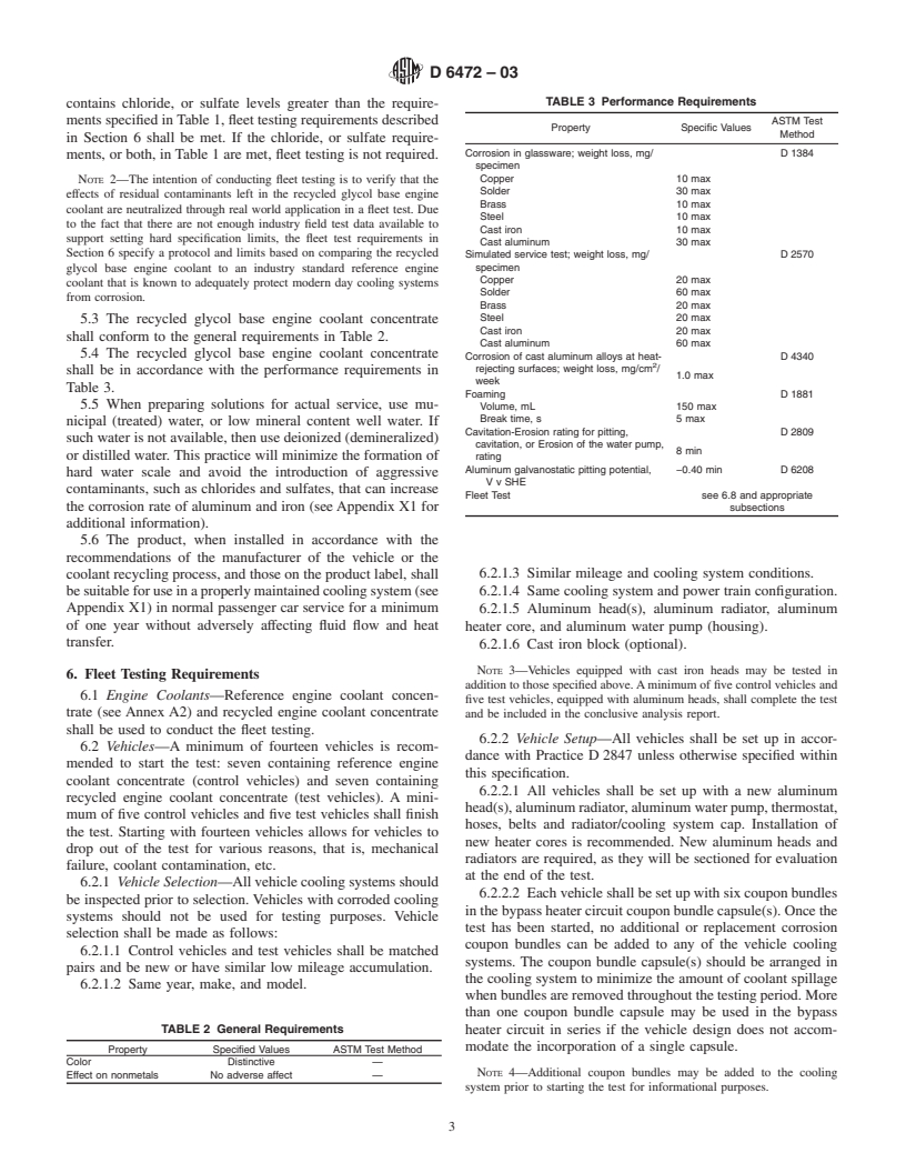 ASTM D6472-03 - Standard Specification for Recycled Glycol Base Engine Coolant Concentrate for Automobile and Light-Duty Service