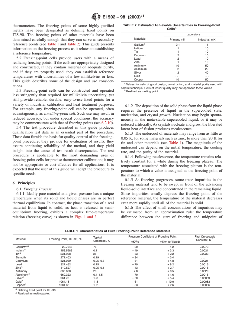 ASTM E1502-98(2003)e1 - Standard Guide for Use of Freezing-Point Cells for Reference Temperatures