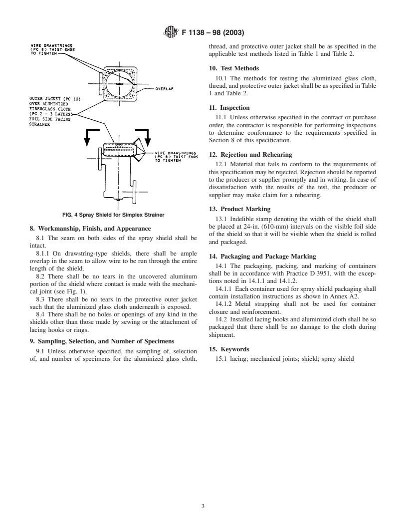 ASTM F1138-98(2003) - Standard Specification for Spray Shields for Mechanical Joints