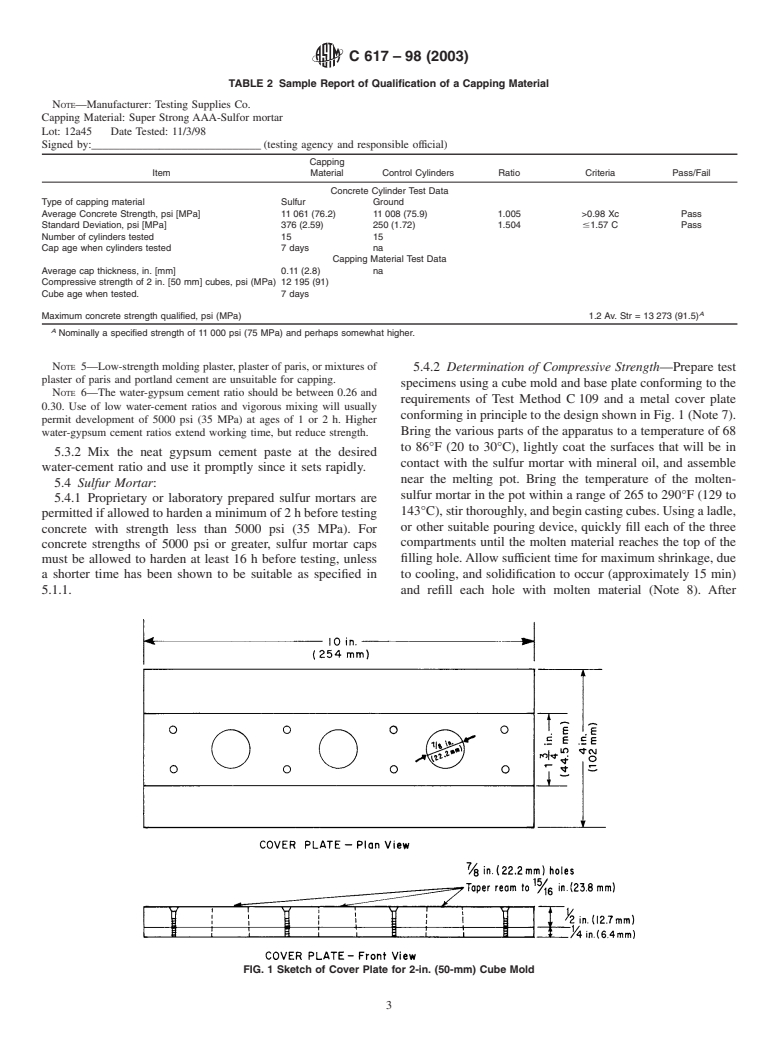 ASTM C617-98(2003) - Standard Practice for Capping Cylindrical Concrete Specimens