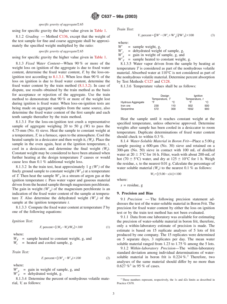 ASTM C637-98a(2003) - Standard Specification for Aggregates for Radiation-Shielding Concrete