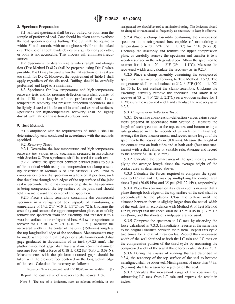 ASTM D3542-92(2003) - Standard Specification for Preformed Polychloroprene Elastomeric Joint Seals for Bridges