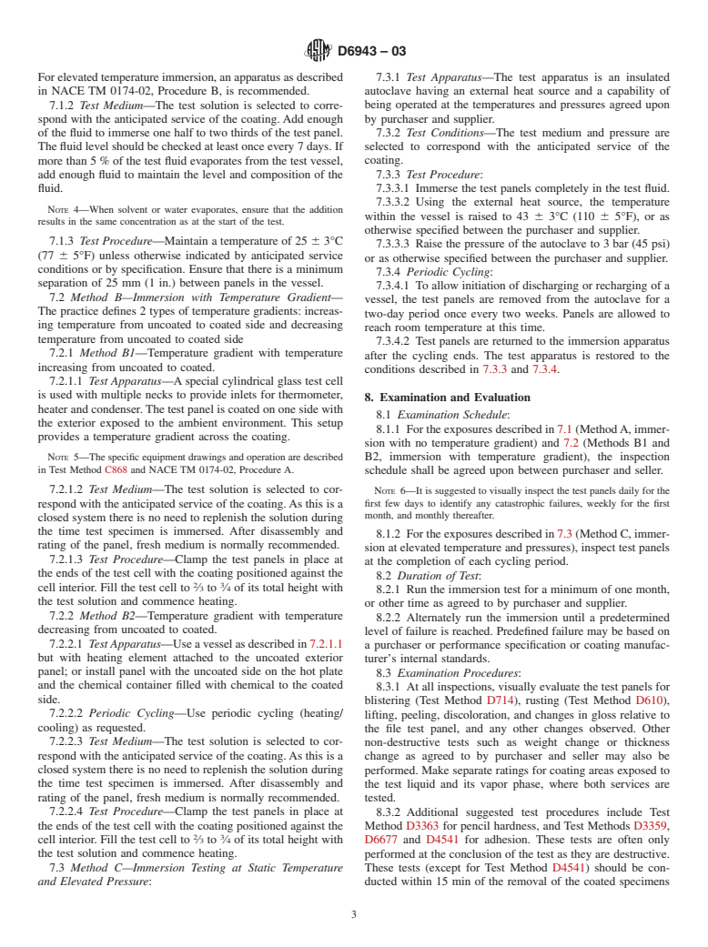 ASTM D6943-03 - Standard Practice for Immersion Testing of Industrial Protective Coatings