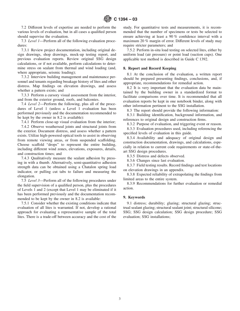 ASTM C1394-03 - Standard Guide for In-Situ Structural Silicone Glazing Evaluation