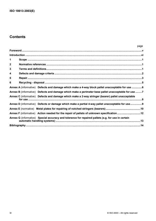ISO 18613:2003 ISO 18613:2003 - Repair of flat wooden pallets - Page 4 preview