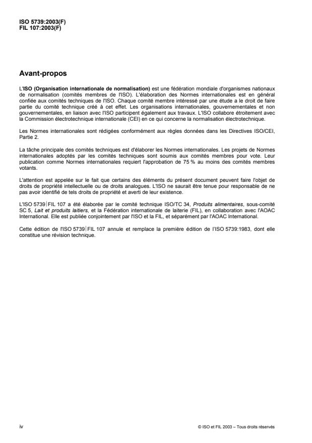 ISO 5739:2003 ISO 5739:2003 - Caséines et caséinates -- Détermination de la teneur en particules brulées et en matieres exogenes - Page 4 preview