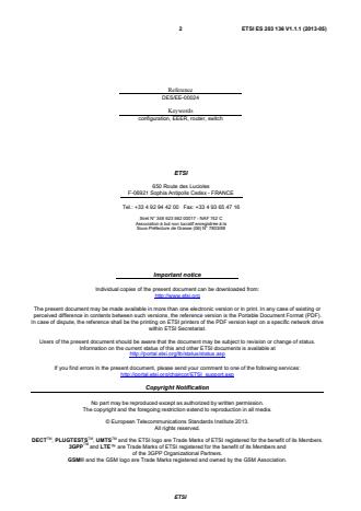 kSIST prES 203 136 V1.1.1:2013 ETSI ES 203 136 V1.1.1 (2013-05) - Environmental Engineering (EE); Measurement methods for energy efficiency of router and switch equipment - Page 2 preview