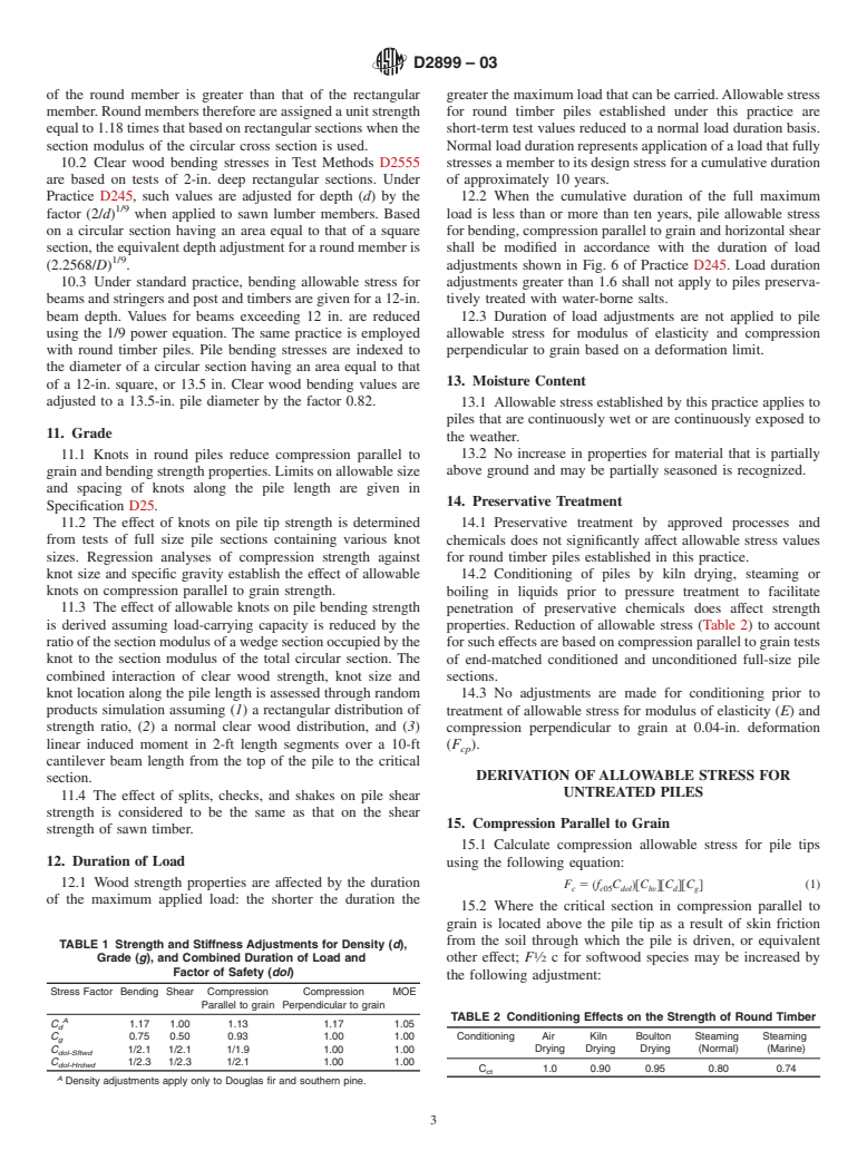 ASTM D2899-03 - Standard Practice for Establishing Allowable Stresses for Round Timber Piles