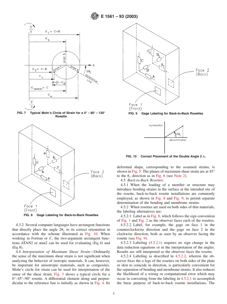 ASTM E1561-93(2003) - Standard Practice for Analysis of Strain Gage Rosette Data