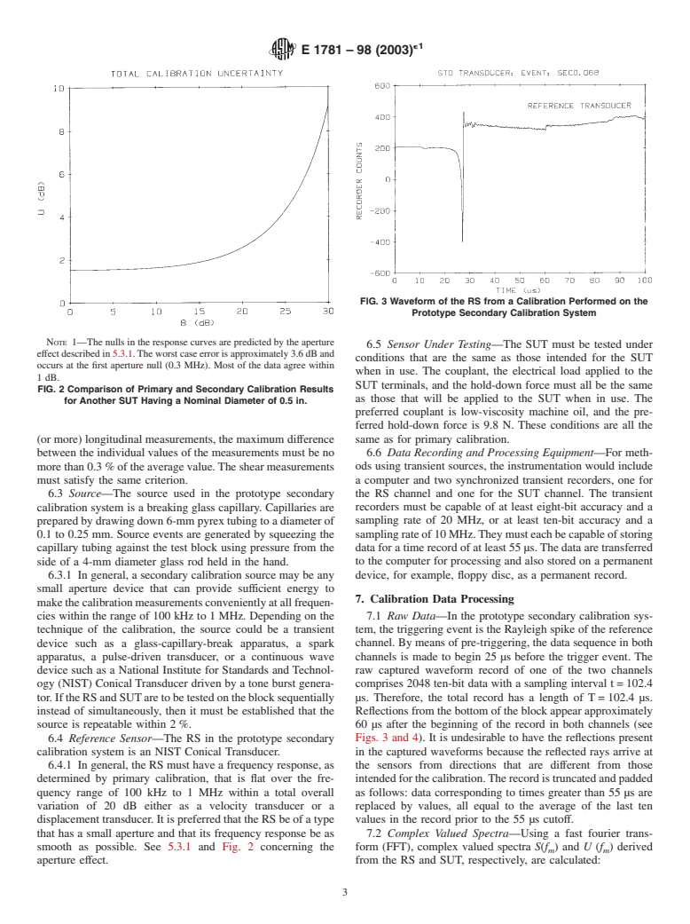 ASTM E1781-98(2003)e1 - Standard Practice for Secondary Calibration of Acoustic Emission Sensors