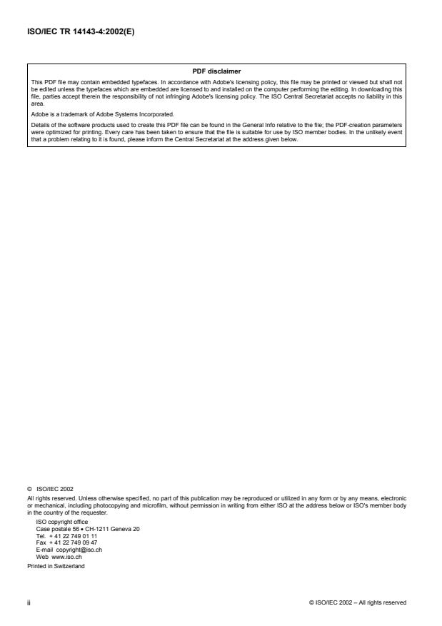 ISO/IEC TR 14143-4:2002 ISO/IEC TR 14143-4:2002 - Information technology -- Software measurement -- Functional size measurement - Page 2 preview