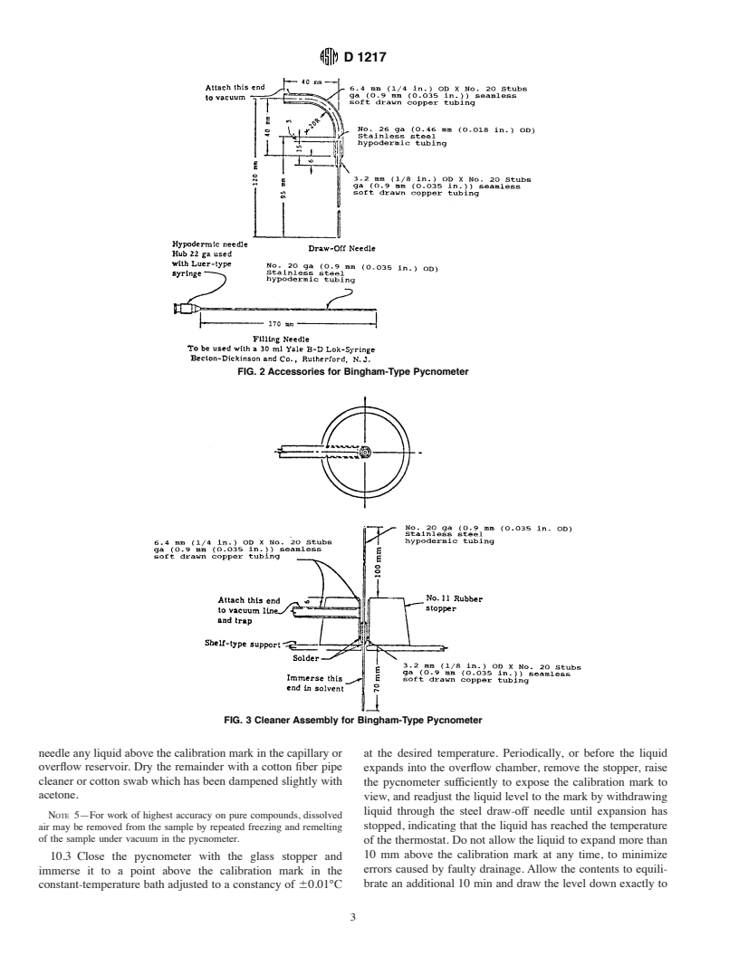 ASTM D1217-93(1998) - Standard Test Method for Density and Relative Density (Specific Gravity) of Liquids by Bingham Pycnometer