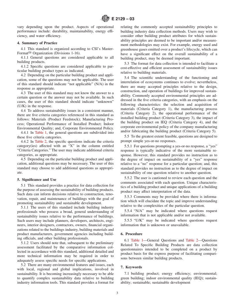 ASTM E2129-03 - Standard Practice for Data Collection for Sustainability Assessment of Building Products