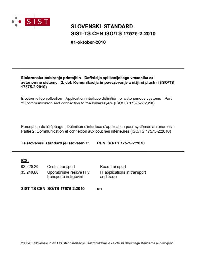 TS CEN ISO/TS 17575-2:2010