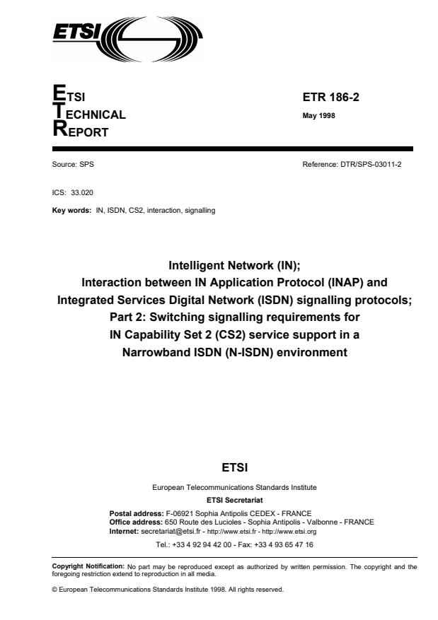 TP ETSI/ETR 186-2 E1:2005