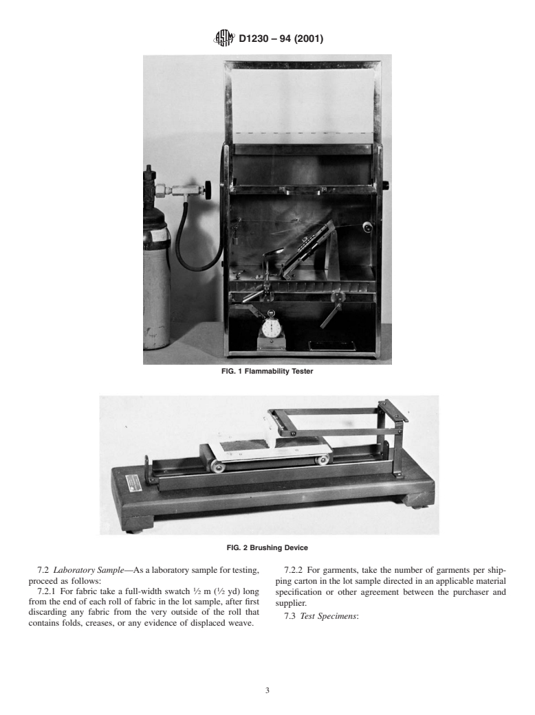 ASTM D1230-94(2001) - Standard Test Method for Flammability of Apparel Textiles (Withdrawn 2010)