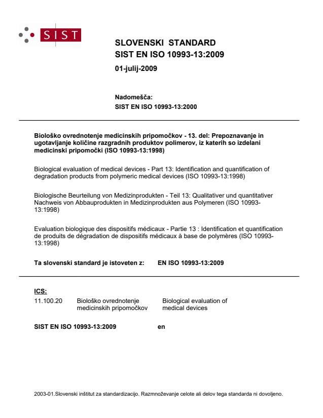 EN ISO 10993-13:2009