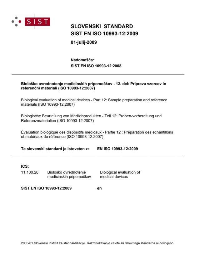 EN ISO 10993-12:2009