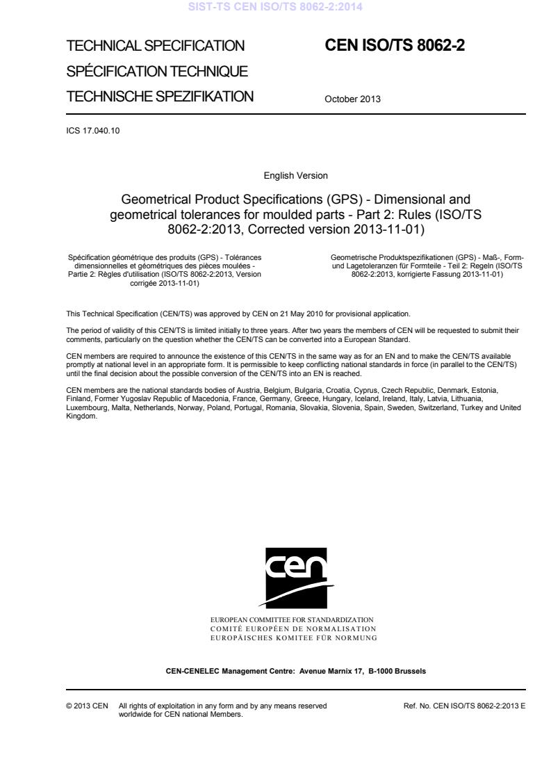 SIST-TS CEN ISO/TS 8062-2:2014