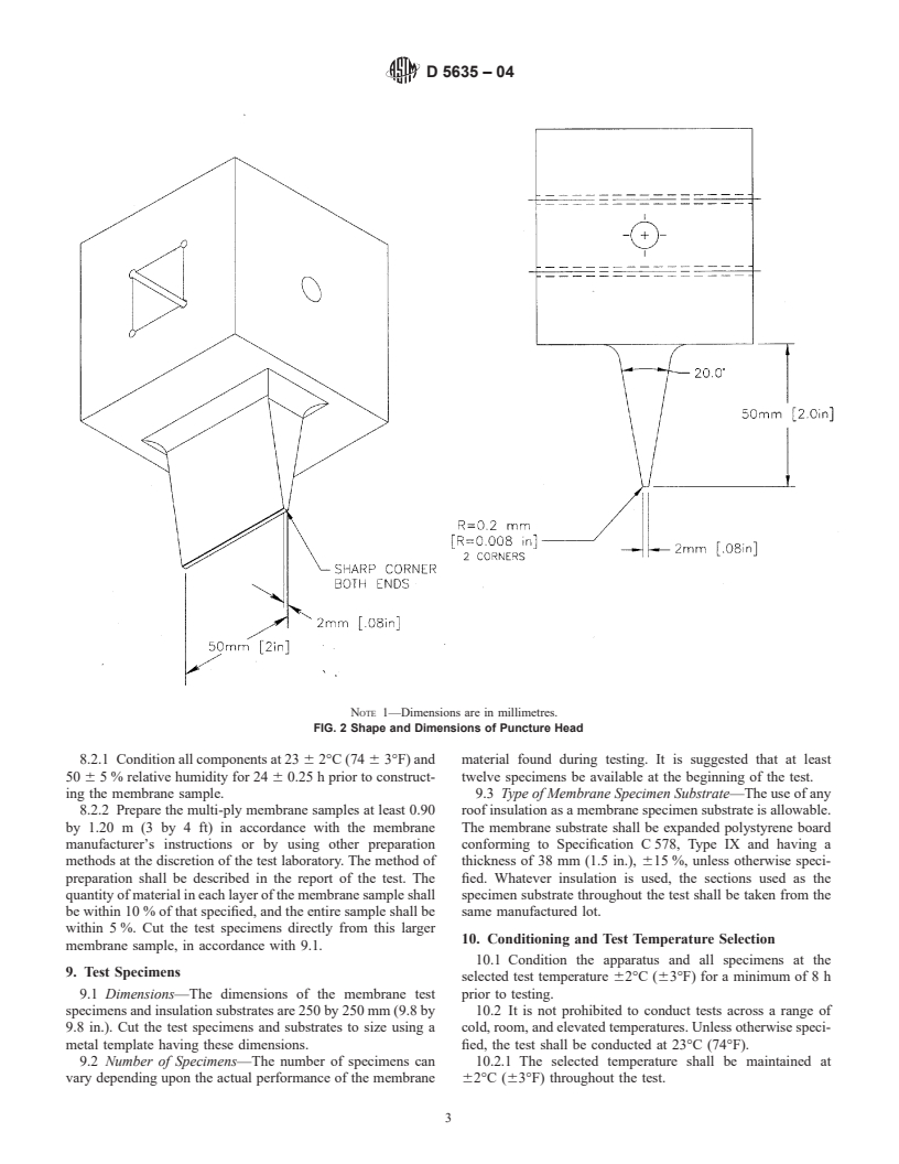 ASTM D5635-04 - Standard Test Method for Dynamic Puncture Resistance of Roofing Membrane Specimens