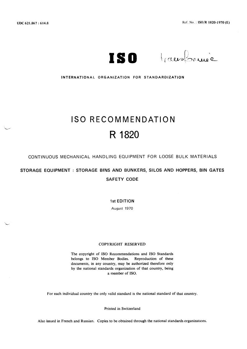 ISO/R 1820:1970 - Title missing - Legacy paper document