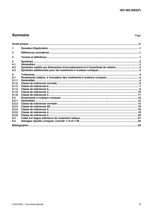 ISO 492:2002 - Roulements -- Roulements radiaux -- Tolérances
