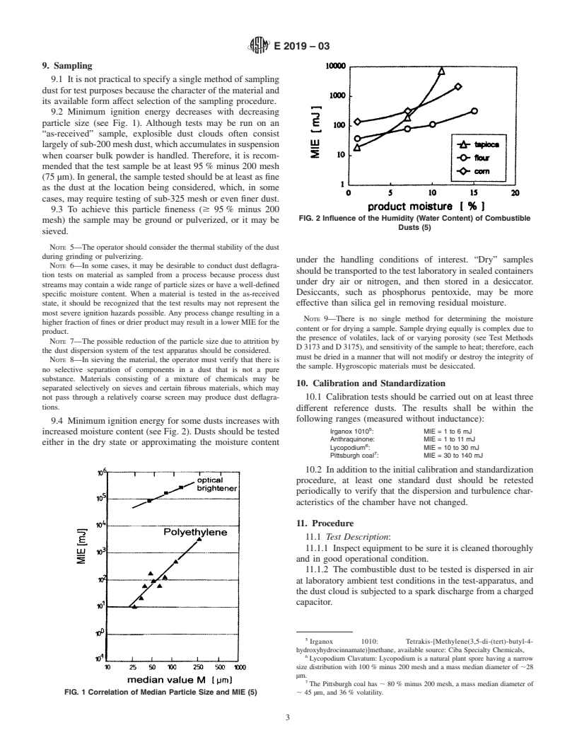 ASTM E2019-03 - Standard Test Method for Minimum Ignition Energy of a Dust Cloud in Air