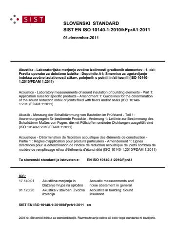 EN ISO 10140-1:2010/kFprA1:2011