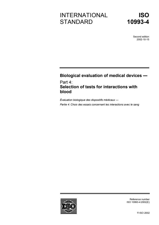 ISO 10993-4:2002 - Biological evaluation of medical devices