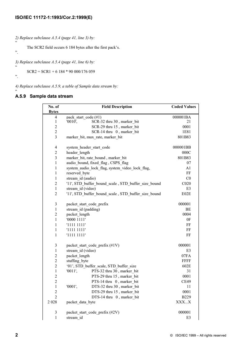 ISO/IEC 11172-1:1993/Cor 2:1999 ISO/IEC 11172-1:1993/Cor 2:1999 - Information technology — Coding of moving pictures and associated audio for digital storage media at up to about 1,5 Mbit/s — Part 1: Systems — Technical Corrigendum 2
Released:11/11/1999 - Page 2 preview