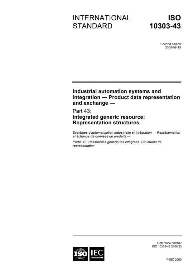ISO 10303-43:2000 - Industrial automation systems and integration -- Product data representation and exchange