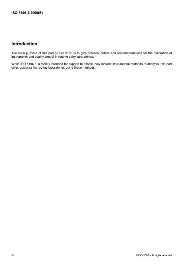 ISO 8196-2:2000 ISO 8196-2:2000 - Milk -- Definition and evaluation of the overall accuracy of indirect methods of milk analysis - Page 4 preview