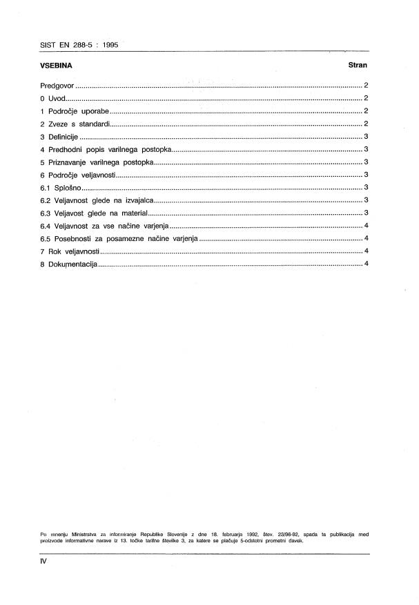 EN 288-5:1994 EN 288-5:1995 - Page 4 preview