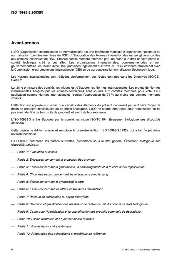 ISO 10993-3:2003 ISO 10993-3:2003 - Évaluation biologique des dispositifs médicaux - Page 4 preview