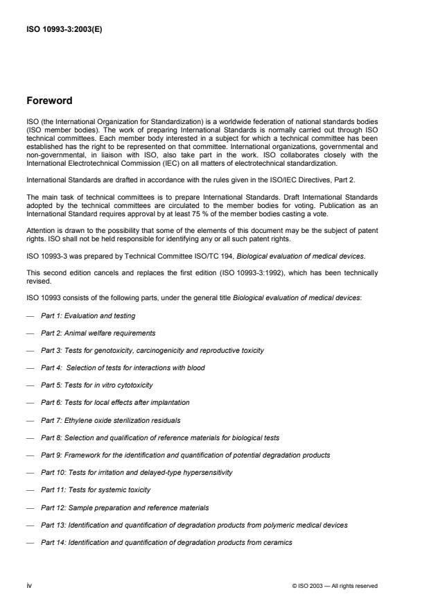 ISO 10993-3:2003 ISO 10993-3:2003 - Biological evaluation of medical devices - Page 4 preview