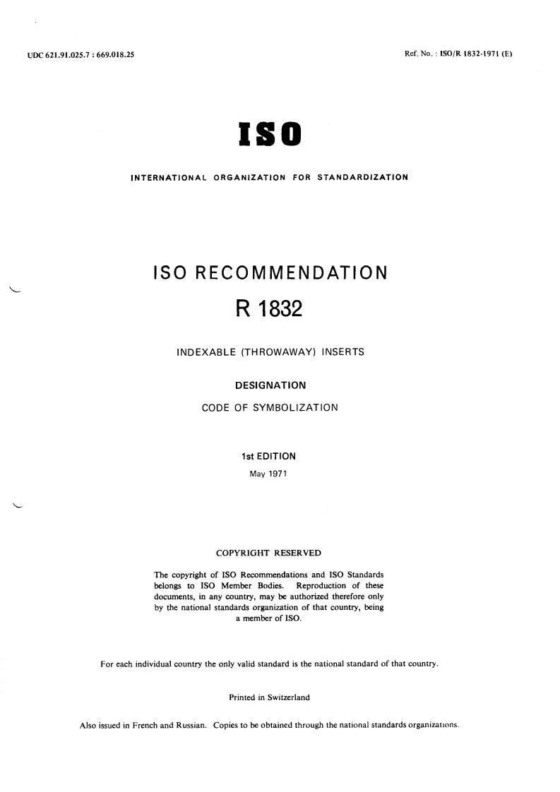 ISO/R 1832:1971 - Title missing - Legacy paper document
Released:1/1/1971