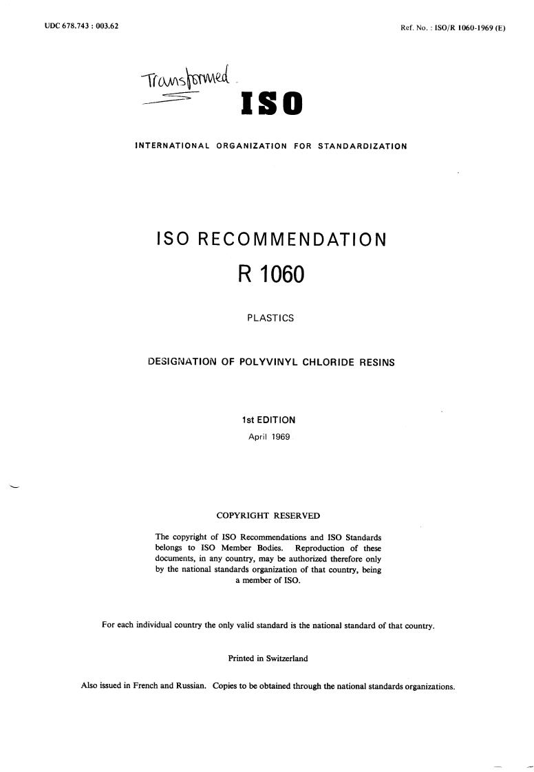 ISO/R 1060:1969 - Title missing - Legacy paper document
Released:1/1/1969