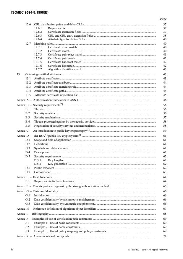ISO/IEC 9594-8:1998 ISO/IEC 9594-8:1998 - Information technology -- Open Systems Interconnection -- The Directory: Authentication framework - Page 4 preview