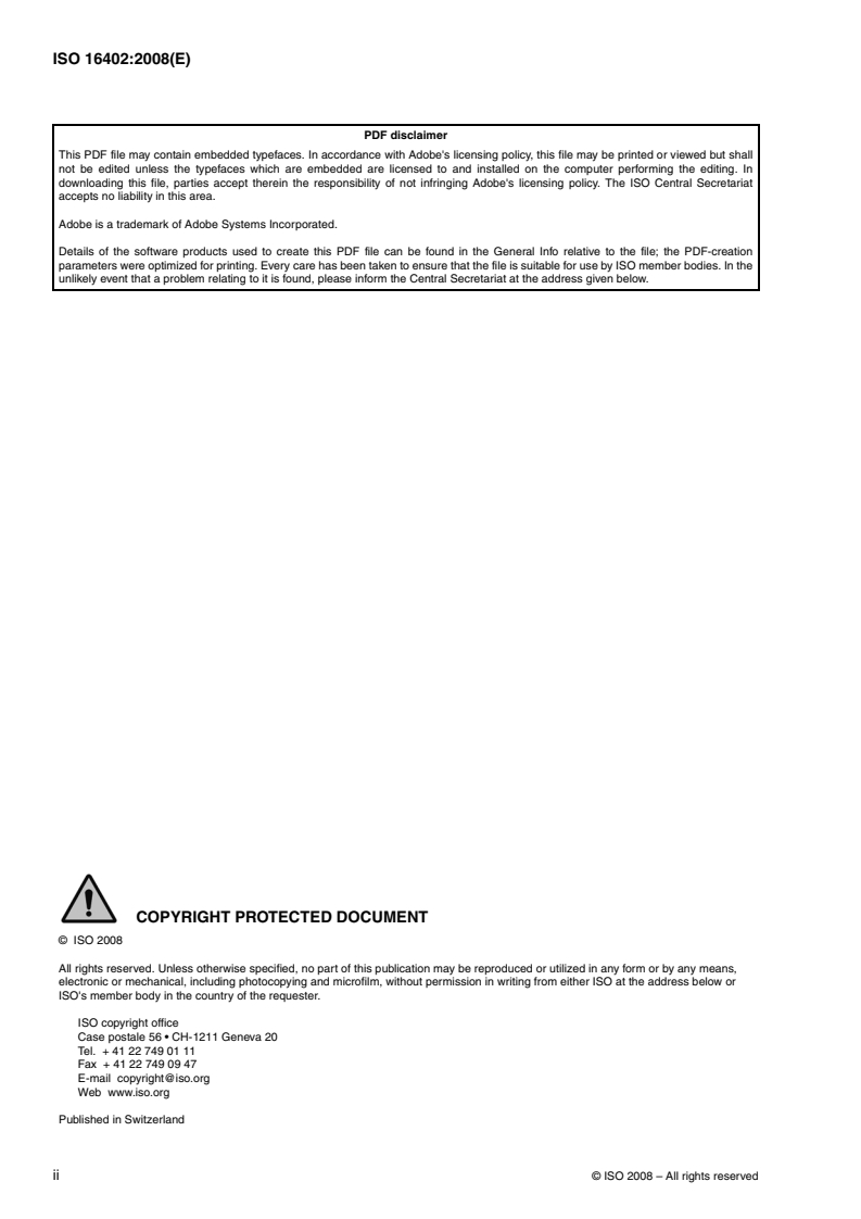 ISO 16402:2008 ISO 16402:2008 - Implants for surgery — Acrylic resin cement — Flexural fatigue testing of acrylic resin cements used in orthopaedics
Released:21. 05. 2008 - Page 2 preview