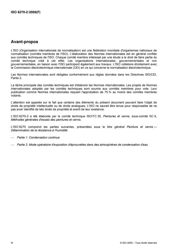ISO 6270-2:2005 ISO 6270-2:2005 - Peinture et vernis -- Détermination de la résistance a l'humidité - Page 4 preview