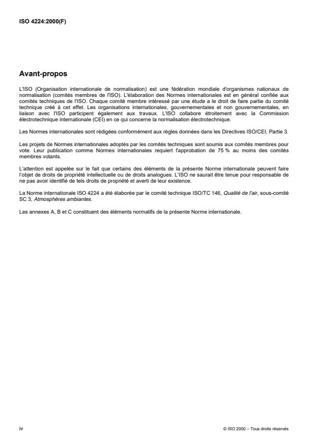 ISO 4224:2000 ISO 4224:2000 - Air ambiant -- Dosage du monoxyde de carbone -- Méthode par spectrométrie dans l'infrarouge selon un procédé de type non dispersif - Page 4 preview