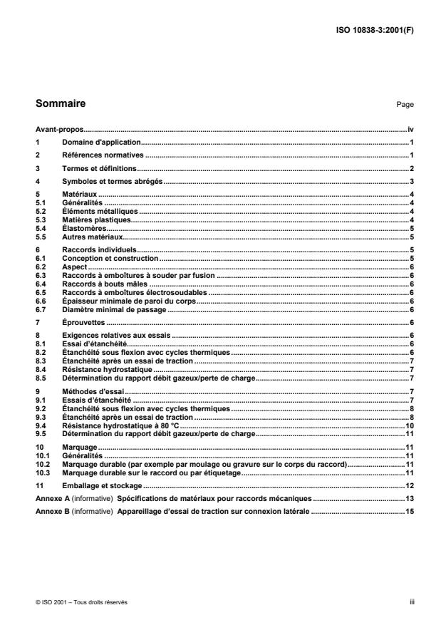 ISO 10838-3:2001 - Raccords mécaniques pour systemes de canalisation en polyéthylene destinée a la distribution de combustibles gazeux